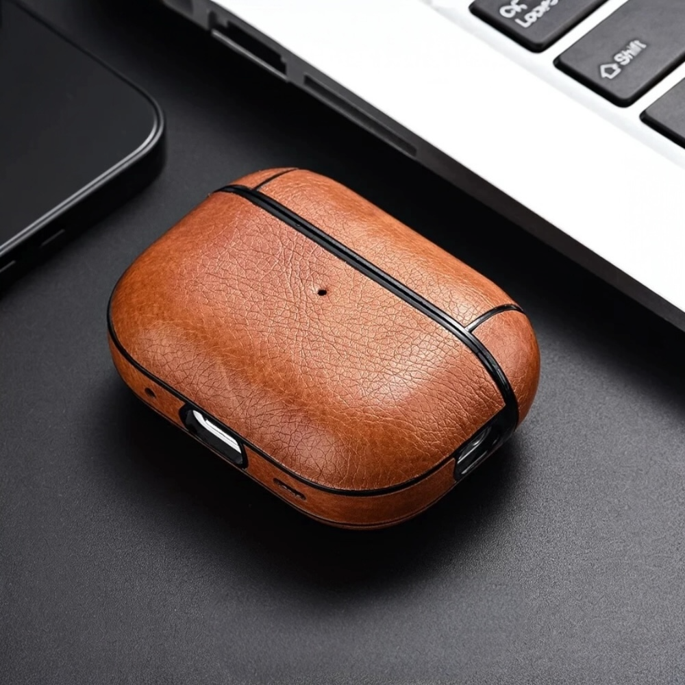 Estuche – Cuero café claro para AirPods Pro 1 y 2