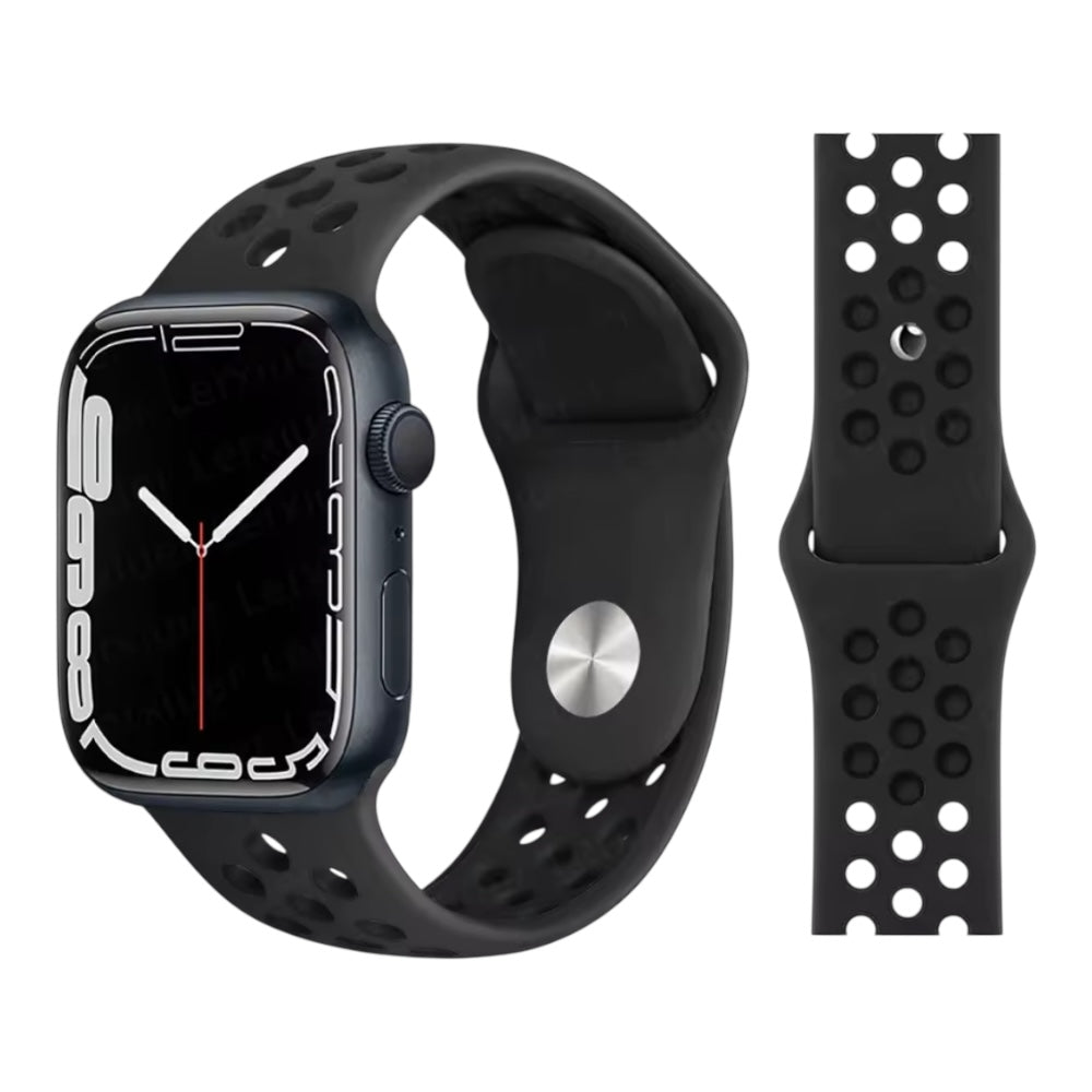 Pulsera - Deportiva Nike negra con agujeros negros para Apple Watch