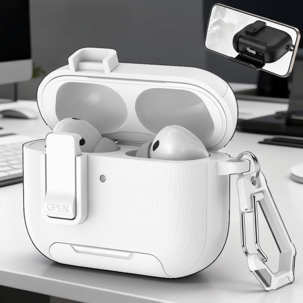Estuche – Cuero blanco Nexvora duro para AirPods Pro 1 y 2