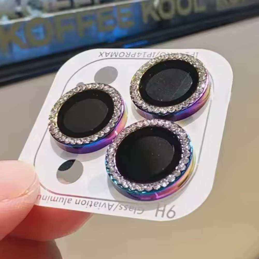 Protectores de cámara - Aros con diamantes  tornasol