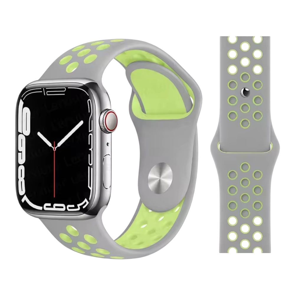 Pulsera - Deportiva Nike gris con agujeros verdes para Apple Watch