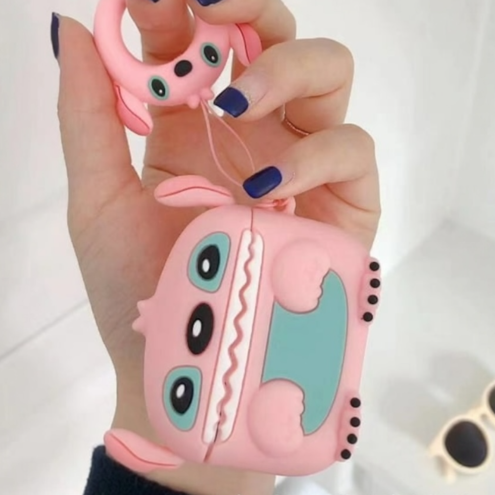 Estuche - Stitch Rosado para AirPods 1 y 2