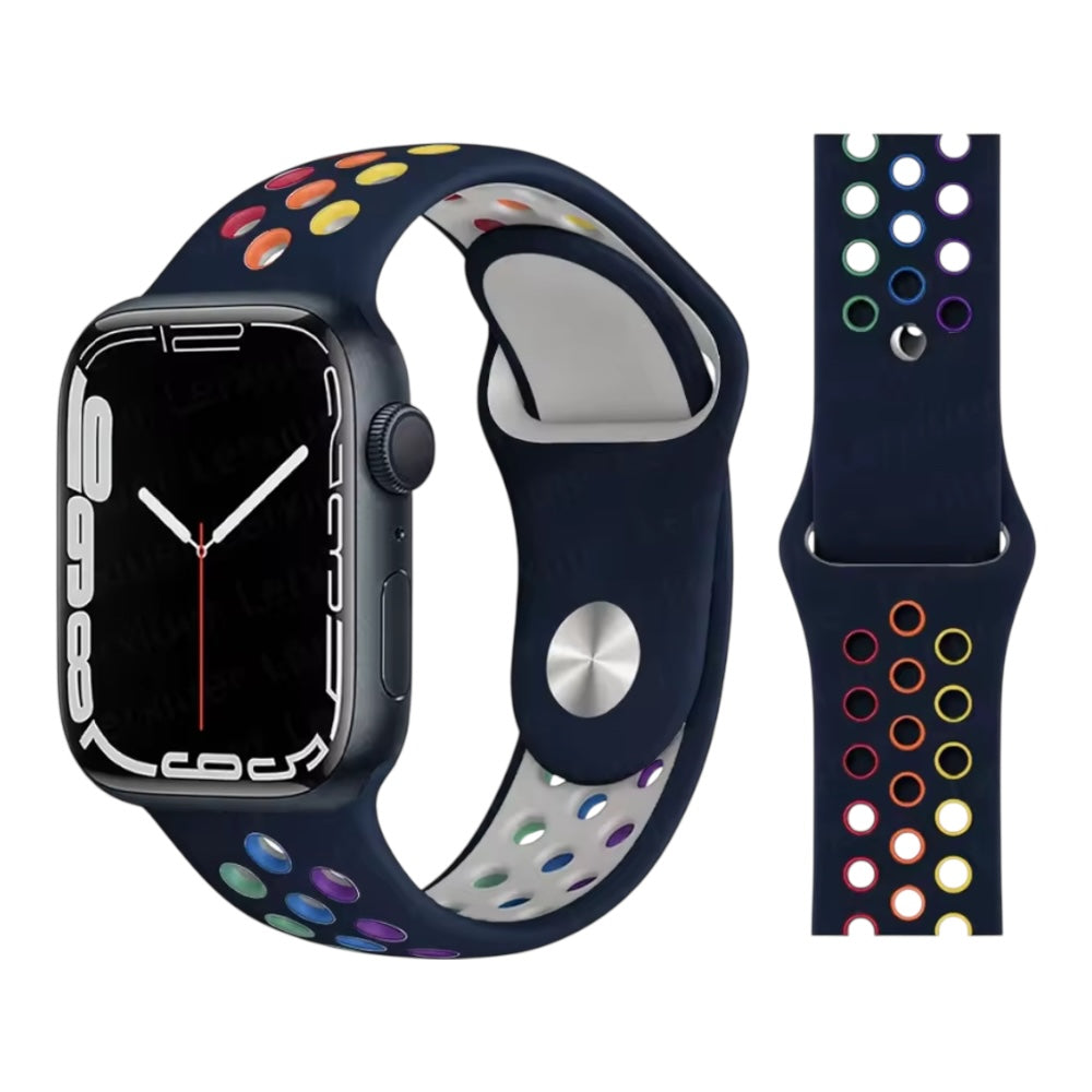 Pulsera - Deportiva azul marino con agujeros de colores para Apple Watch