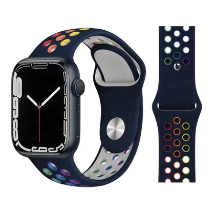 Pulsera - Deportiva azul marino con agujeros de colores para Apple Watch
