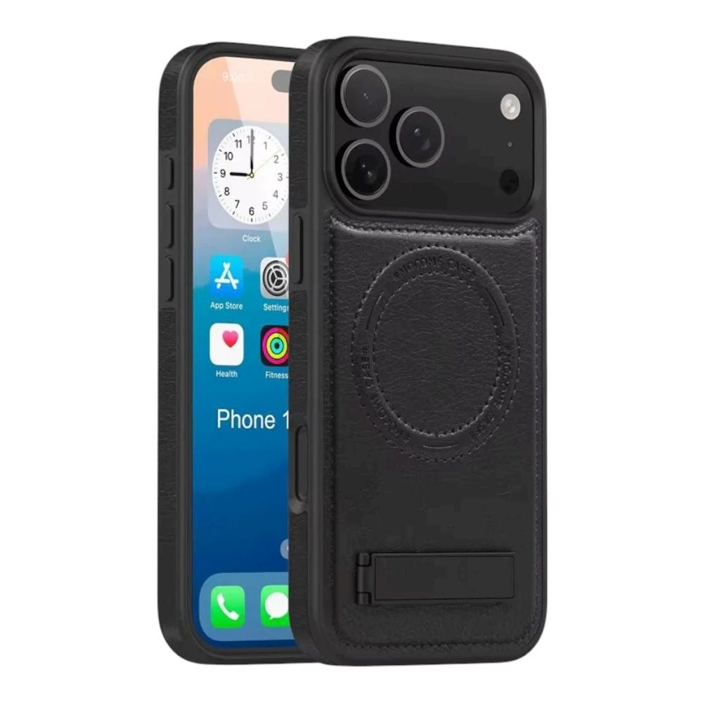 Estuche - Cuero Elegance con Soporte Negro para iPhone 17 Pro Max