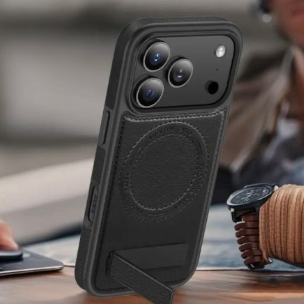 Estuche - Cuero Elegance con Soporte Negro para iPhone 17 Air