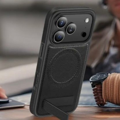 Estuche - Cuero Elegance con Soporte Negro para iPhone 17 Air