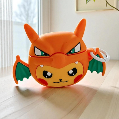 Estuche - Pokemon Pikachu con casco de Charmander para AirPods Pro 1 y 2