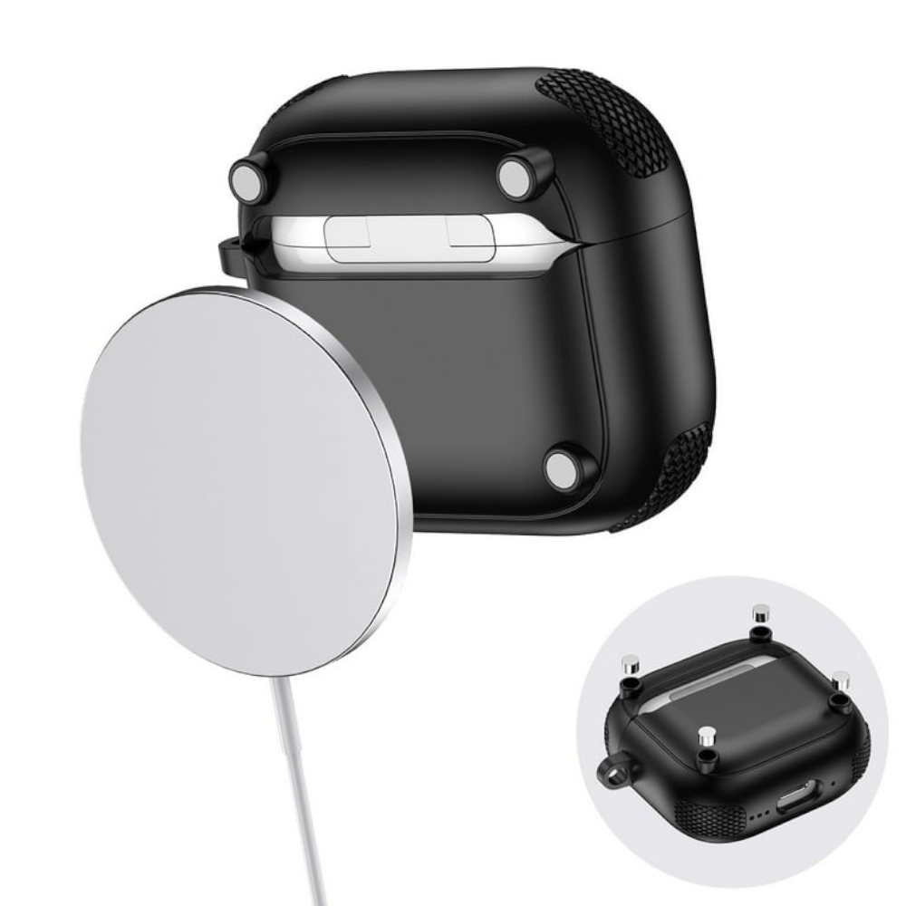 Estuche – Armor Magnetic negro con morado para AirPods Pro 1 y 2