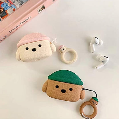 Estuche - Perro de felpa con gorro rosado para AirPods 3