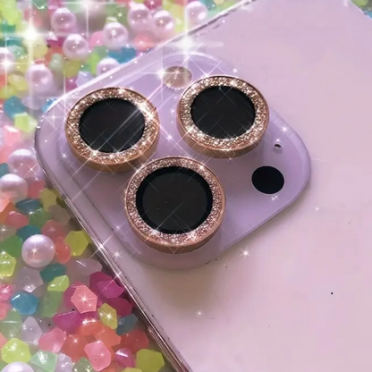 Protectores de cámara - Aros con brillantina rosado