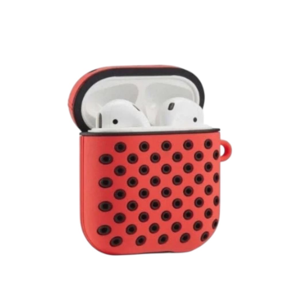 Estuche – Diseño Perforado Rojo con Puntos Negros para AirPods 1 y 2