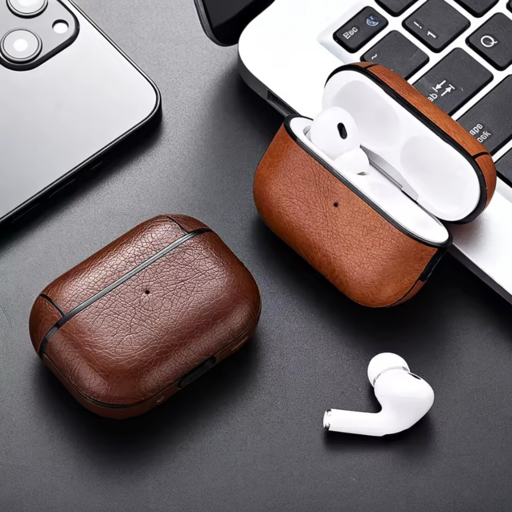 Estuche – Cuero café claro para AirPods Pro 1 y 2