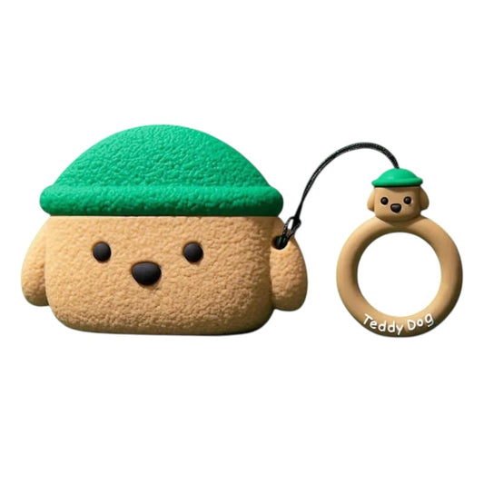 Estuche - Perro de felpa con gorro verde para AirPods 3