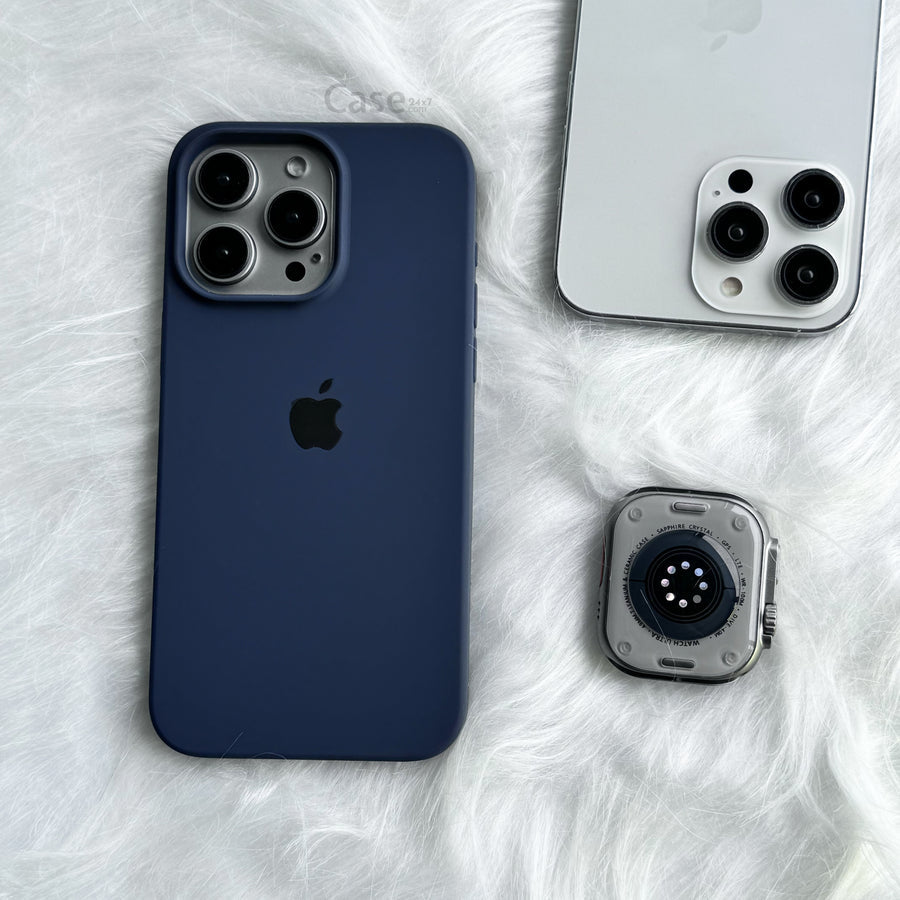 Estuche – Silicona Suave azul marino para iPhone 13 normal