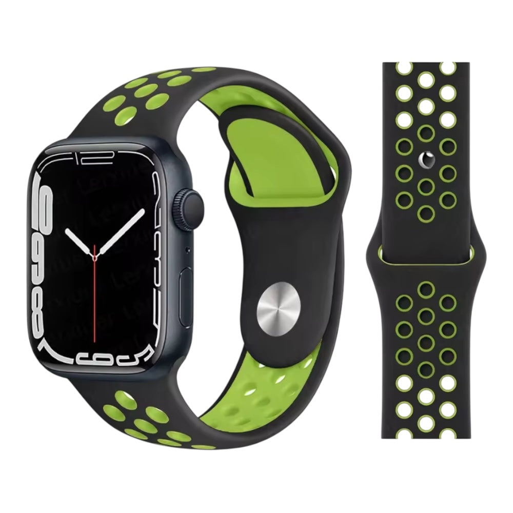 Pulsera - Deportiva Nike negro con agujeros verdes para Apple Watch