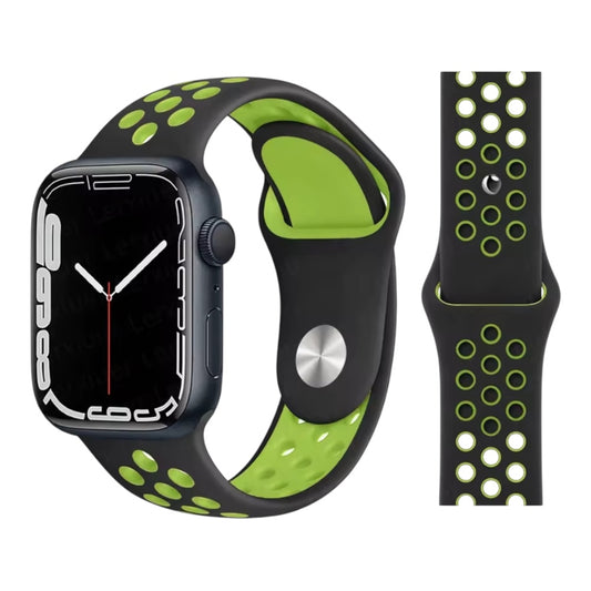 Pulsera - Deportiva Nike negro con agujeros verdes para Apple Watch
