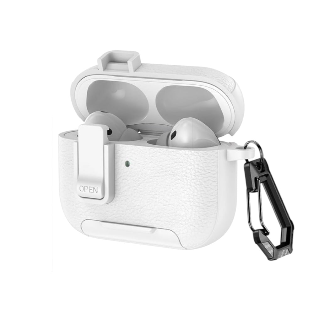 Estuche – Cuero blanco Nexvora duro para AirPods Pro 1 y 2