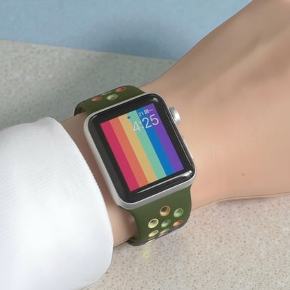 Pulsera - Deportiva verde oliva con agujeros de colores para Apple Watch