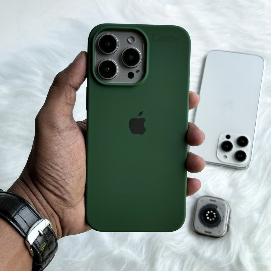 Estuche – Silicona Suave verde bosque para iPhone 14 Pro