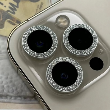 Protectores de cámara - Aros con brillantina plateada