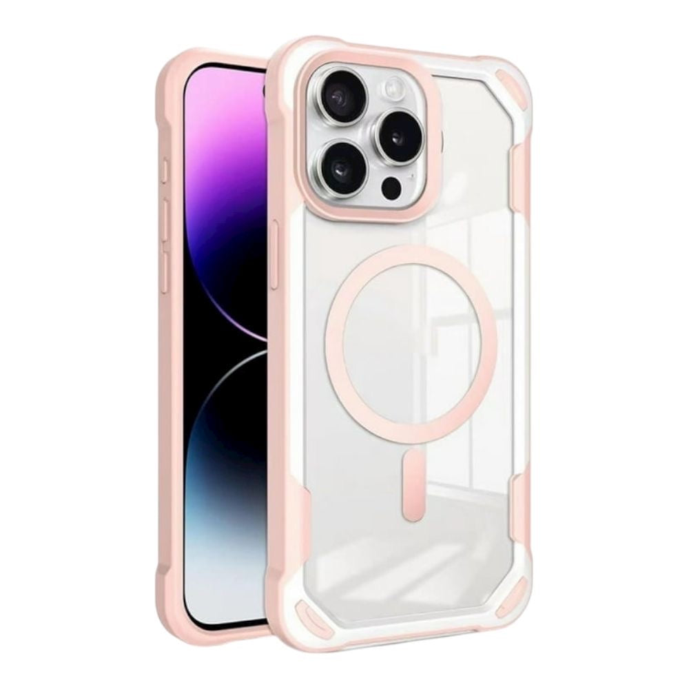Estuche - Transparente Reforzado con MagSafe Rosado para iPhone 16 Pro Max
