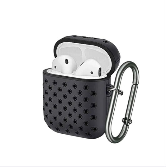 Estuche – Diseño Perforado Negro Mate Deportivo para AirPods 1 y 2