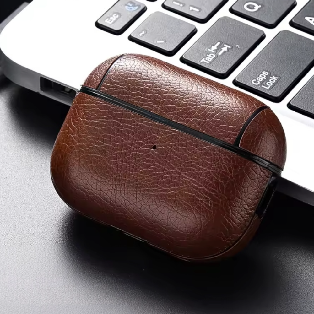 Estuche – Cuero café oscuro para AirPods Pro 1 y 2
