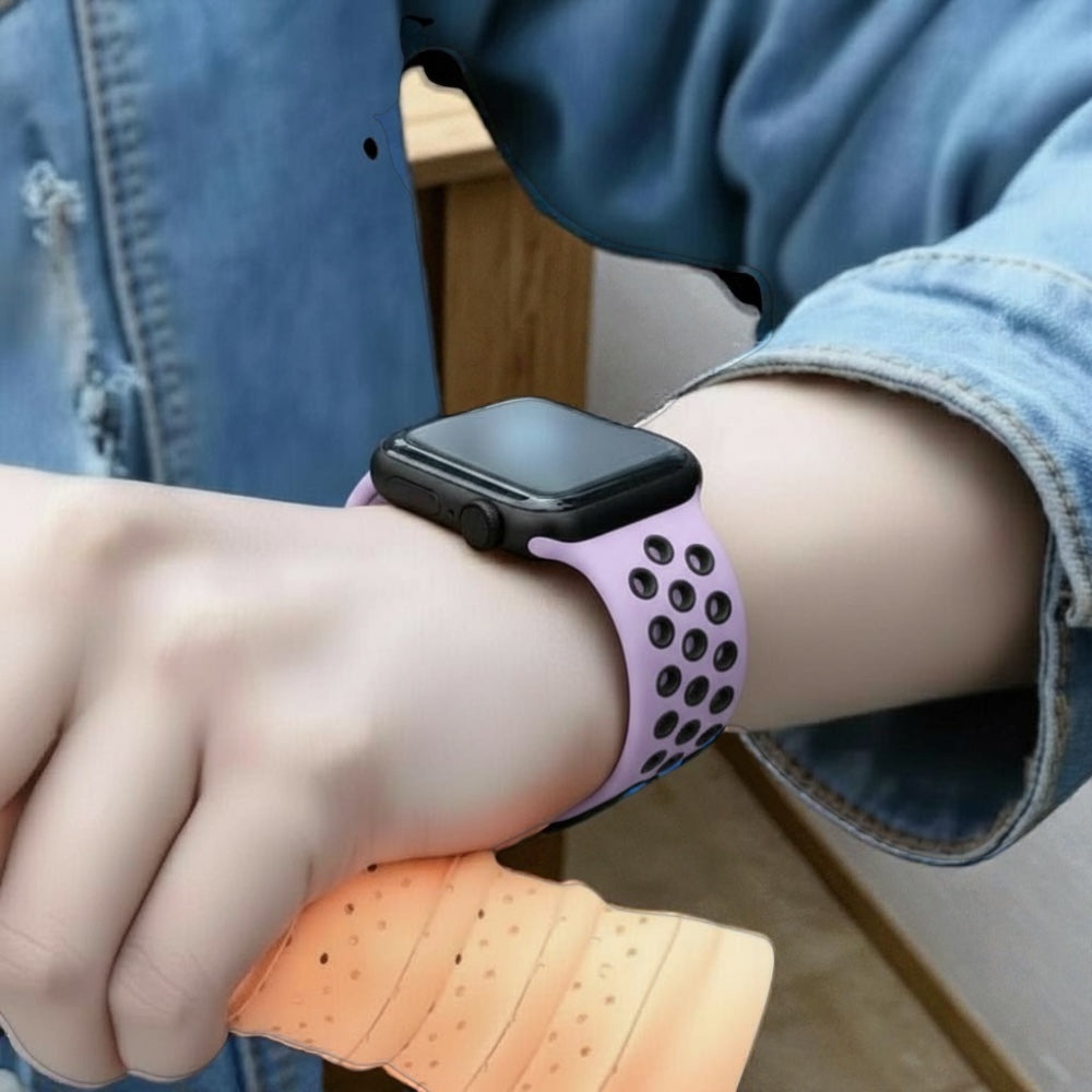 Pulsera - Deportiva Nike morado claro con agujeros negros para Apple Watch