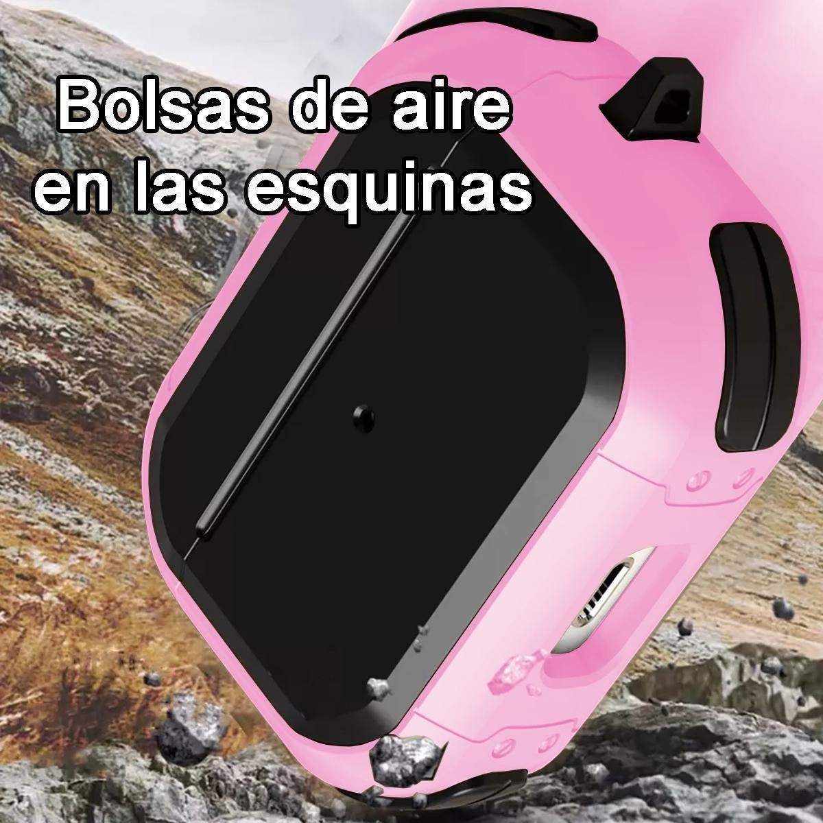 Estuche – Mobigear Slim Armor rosado con negro para AirPods Pro 1 y 2