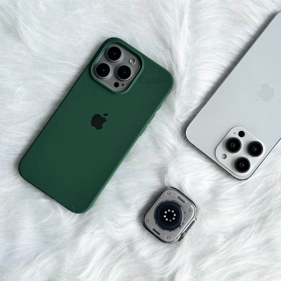 Estuche – Silicona Suave verde bosque para iPhone 14 Pro