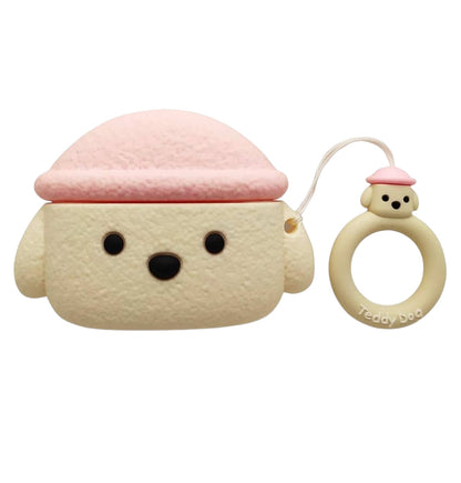 Estuche - Perro de felpa con gorro rosado para AirPods 3