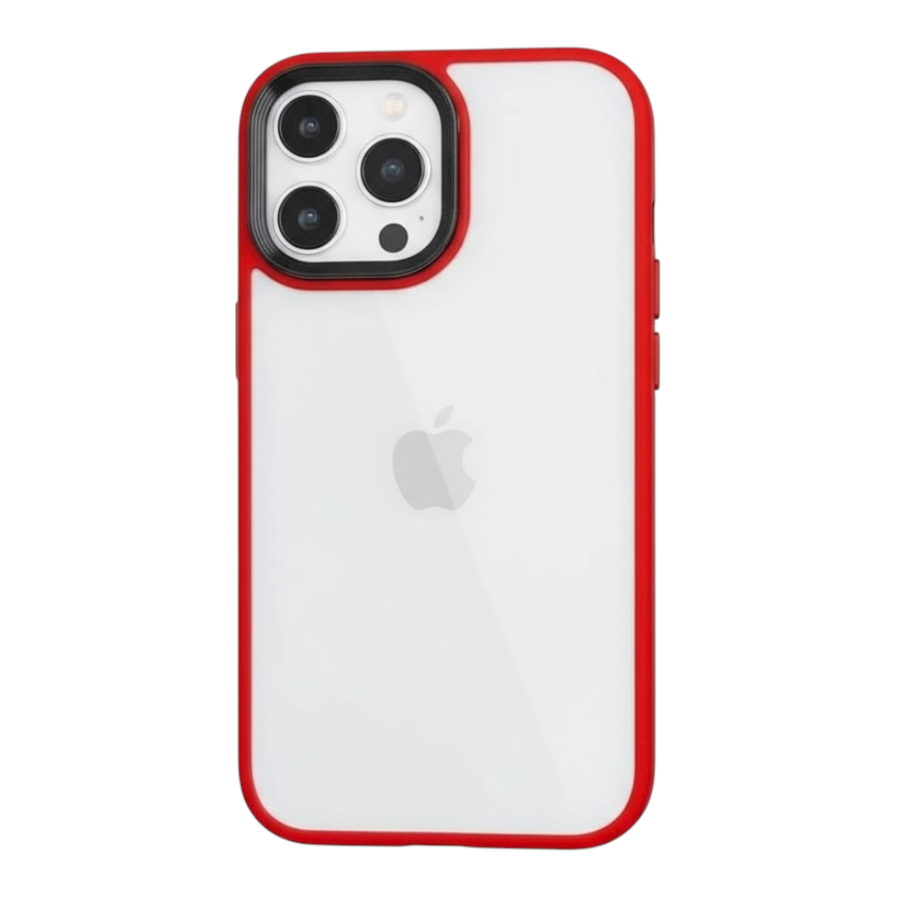 Estuche - Ahumado con orilla rojo para iPhone 12 normal
