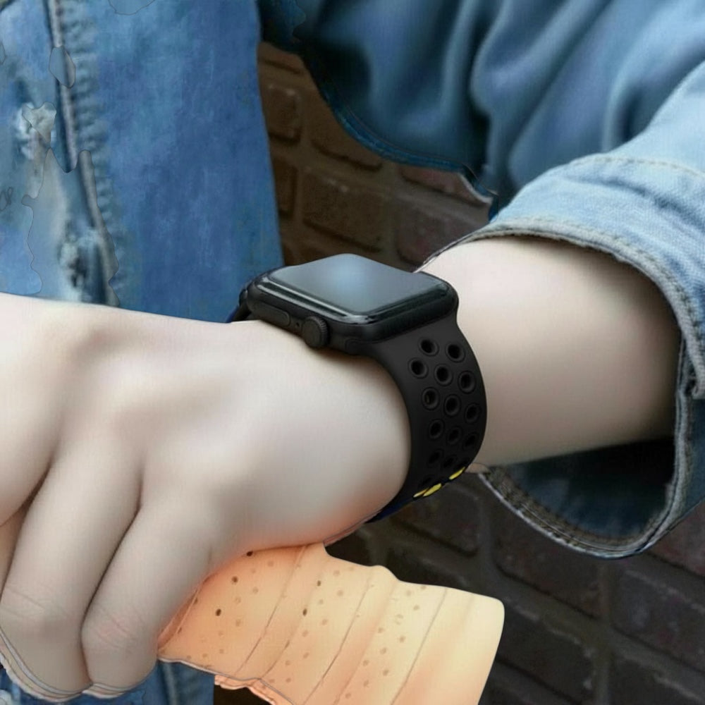 Pulsera - Deportiva Nike negra con agujeros negros para Apple Watch