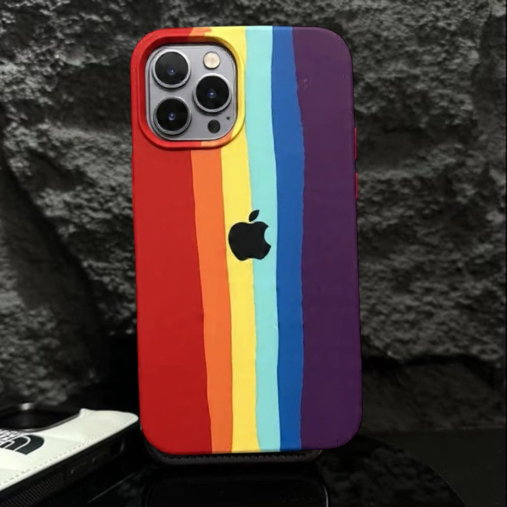 Estuche – Silicona Suave Arcoíris para iPhone 14 Pro