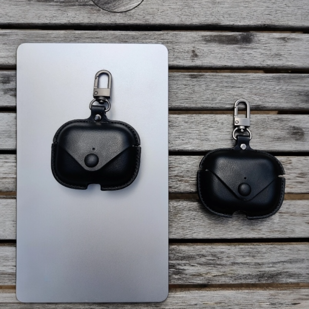 Estuche – Cuero negro duro para AirPods Pro 1 y 2