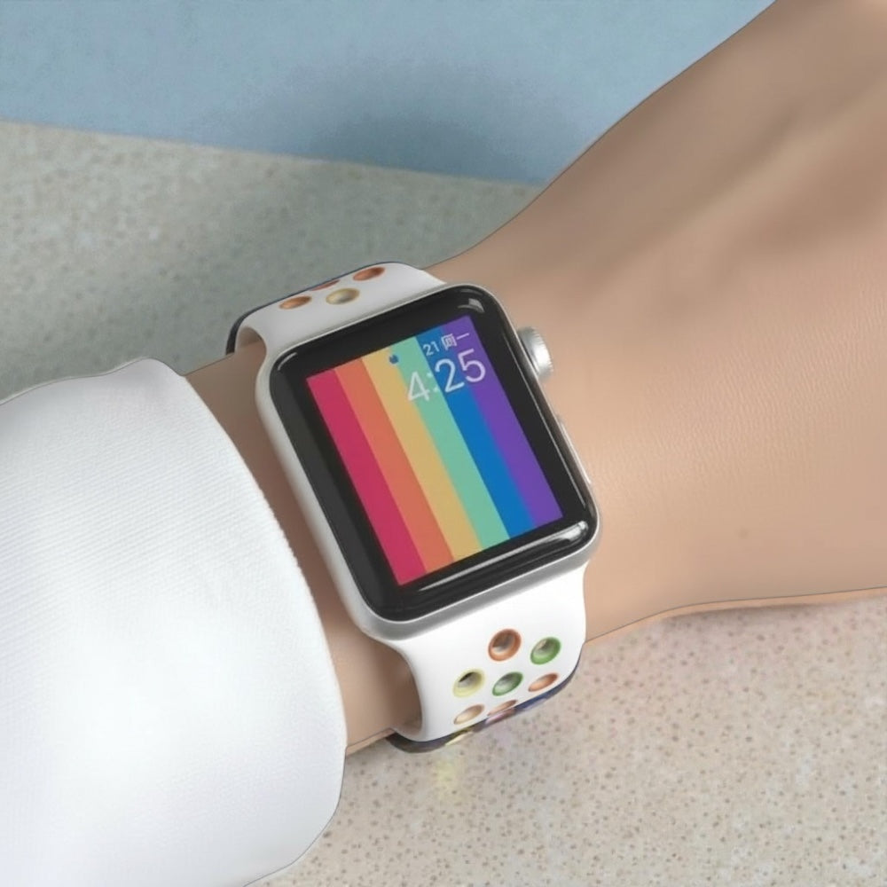 Pulsera - Deportiva blanco con agujeros de colores para Apple Watch