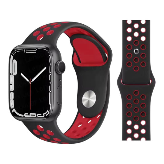Pulsera - Deportiva Nike negra con agujeros rojos para Apple Watch