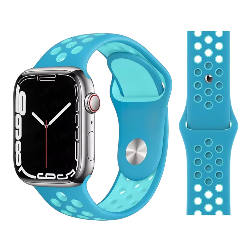 Pulsera - Deportiva de celeste con agujeros celeste claro para Apple Watch