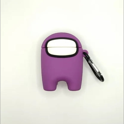 Estuche - Among Us Morado para AirPods 1 y 2 (Con Clip Metálico)