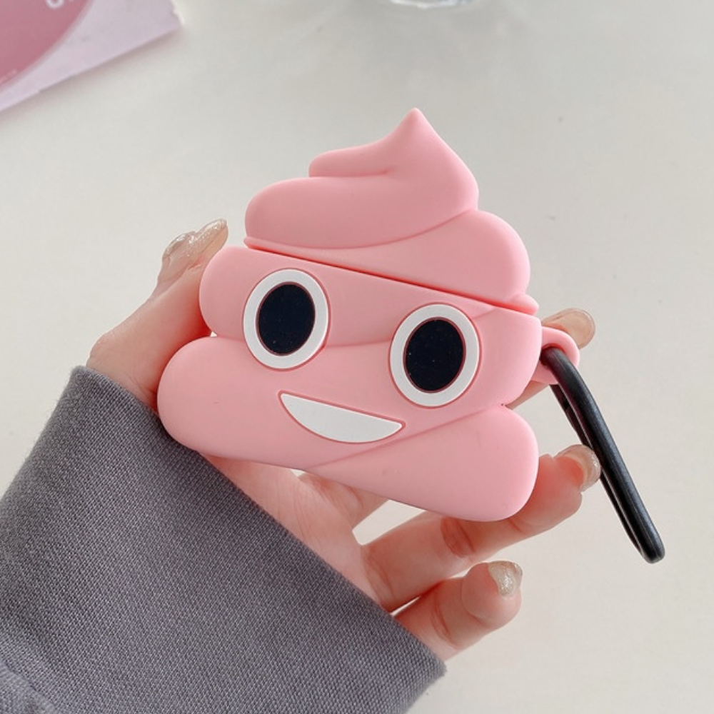 Estuche – emoji poop Rosado para AirPods 1 y 2