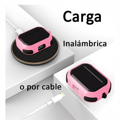 Estuche – Mobigear Slim Armor rosado con negro para AirPods Pro 1 y 2