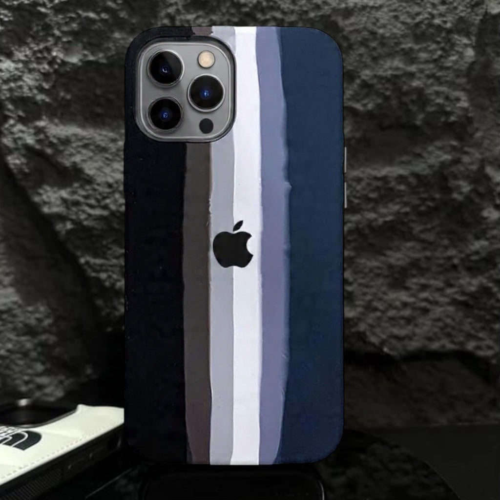 Estuche – Silicona Suave Negro Arcoíris para iPhone 14 Pro