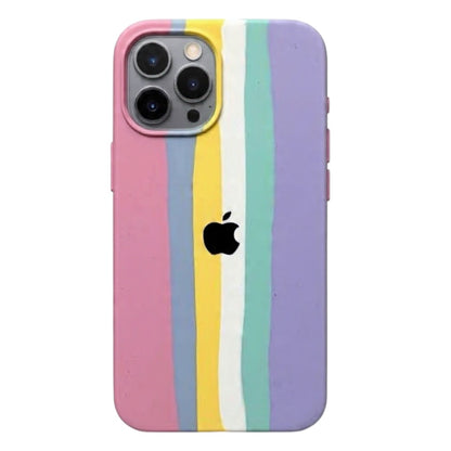 Estuche – Silicona Suave Rosado arcoíris  para iPhone 14 Pro