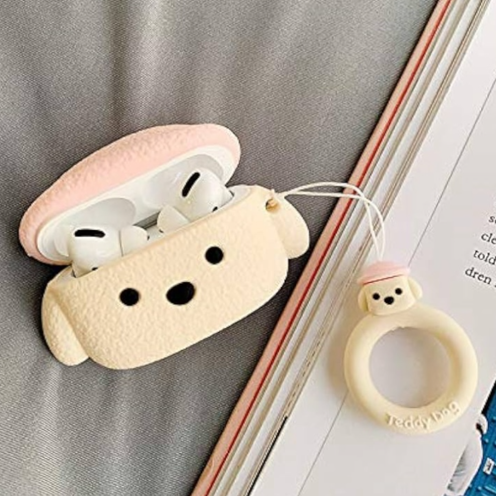 Estuche - Perro de felpa con gorro rosado para AirPods 3