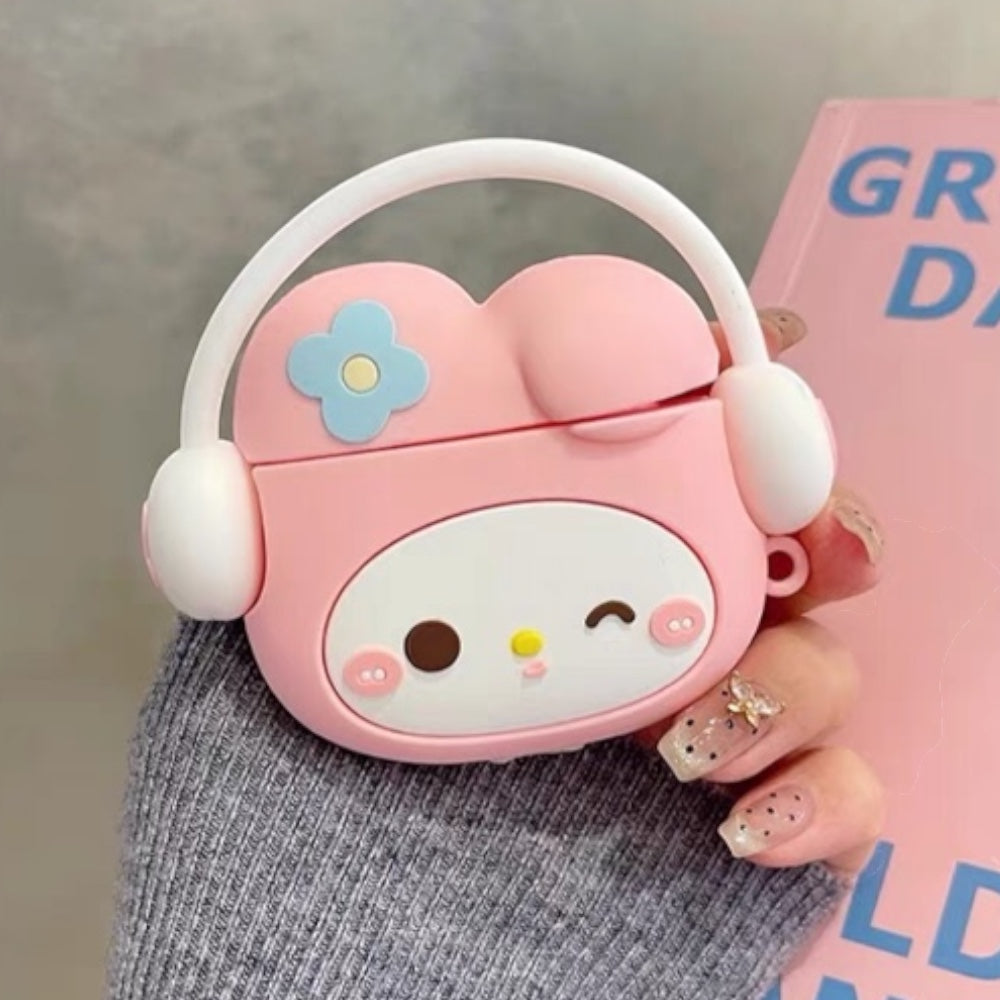 Estuche – My Melody con Audífonos Rosados para AirPods Pro 1 y 2