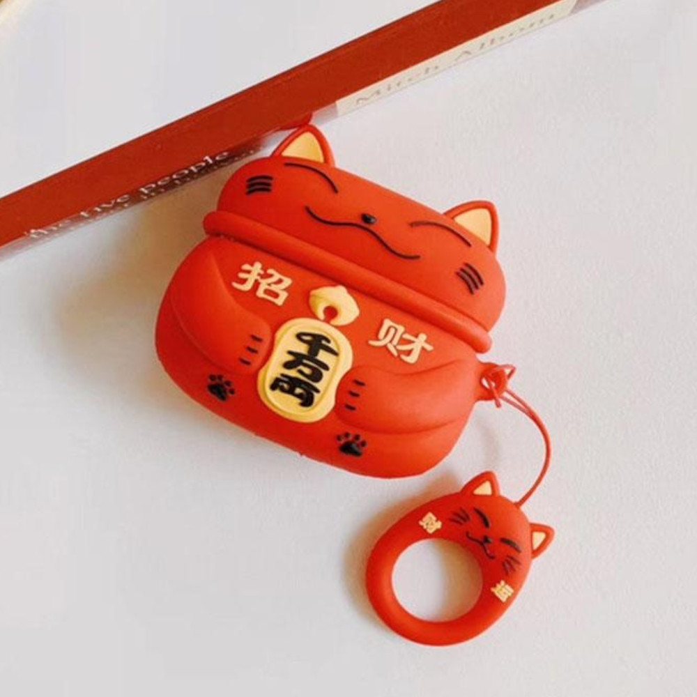 Estuche – Gato de la suerte rojo (Maneki-neko) para AirPods 3