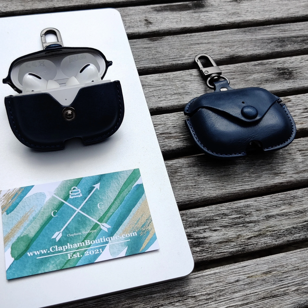 Estuche – Cuero azul para AirPods Pro 1 y 2