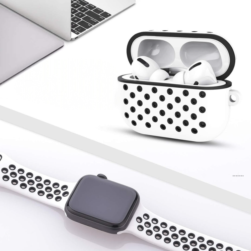 Estuche – Deportivo Nike blanco con negro para AirPods Pro 1 y 2