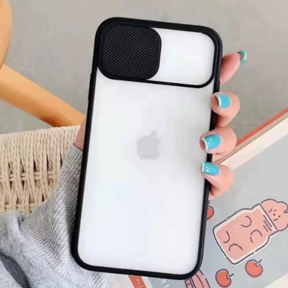 Estuche - Traslúcido negro con protector  de cámaras movible para iPhone XS MAX